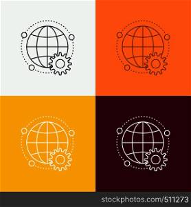 connected, online, world, globe, multiplayer Icon Over Various Background. Line style design, designed for web and app. Eps 10 vector illustration. Vector EPS10 Abstract Template background