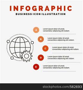 connected, online, world, globe, multiplayer Infographics Template for Website and Presentation. Line Gray icon with Orange infographic style vector illustration. Vector EPS10 Abstract Template background