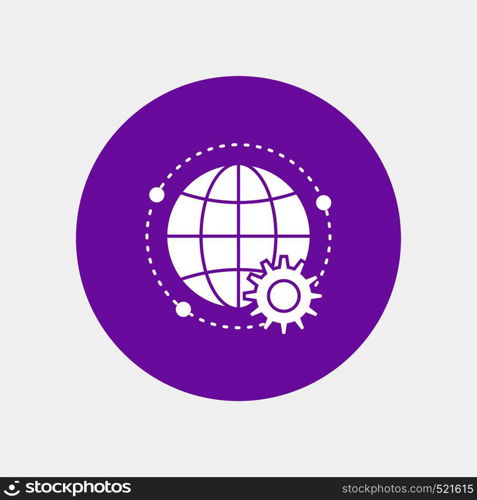 connected, online, world, globe, multiplayer White Glyph Icon in Circle. Vector Button illustration. Vector EPS10 Abstract Template background