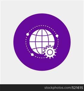 connected, online, world, globe, multiplayer White Glyph Icon in Circle. Vector Button illustration. Vector EPS10 Abstract Template background