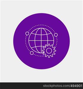 connected, online, world, globe, multiplayer White Line Icon in Circle background. vector icon illustration. Vector EPS10 Abstract Template background