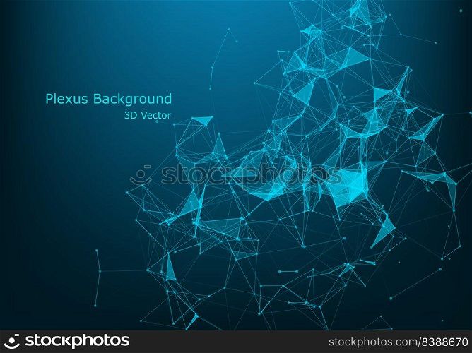 Connected polygons plexus vector geometric background can be used for scientific or technology presentations as molecule and communication concept. Digital data visualization. EPS10.