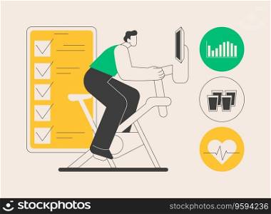 Connected workout abstract concept vector illustration. Digitally connected workout systems, create a personalized program, fitness equipment, smart gym, sport video tutorial abstract metaphor.. Connected workout abstract concept vector illustration.