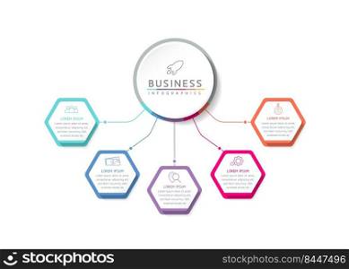 Connecting Steps Infographic Template with 5 Elements