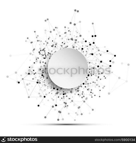 Connection background with place for text. Molecule structure, gray background for communication, vector illustration.