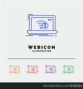 connection, error, internet, lost, internet 5 Color Line Web Icon Template isolated on white. Vector illustration. Vector EPS10 Abstract Template background