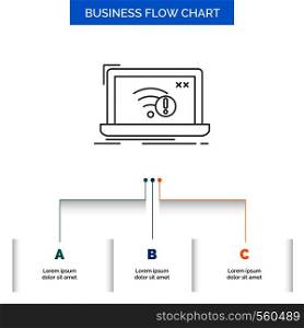 connection, error, internet, lost, internet Business Flow Chart Design with 3 Steps. Line Icon For Presentation Background Template Place for text. Vector EPS10 Abstract Template background