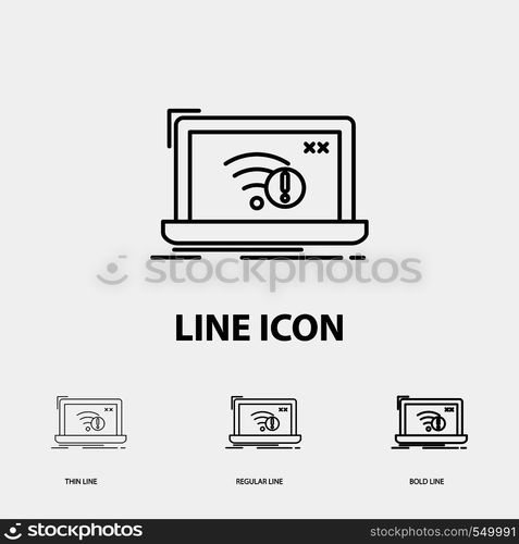 connection, error, internet, lost, internet Icon in Thin, Regular and Bold Line Style. Vector illustration. Vector EPS10 Abstract Template background