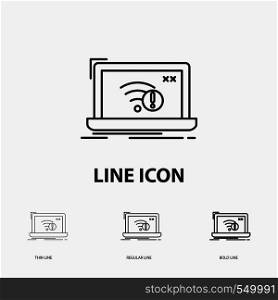 connection, error, internet, lost, internet Icon in Thin, Regular and Bold Line Style. Vector illustration. Vector EPS10 Abstract Template background