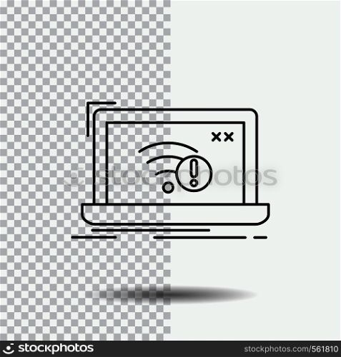 connection, error, internet, lost, internet Line Icon on Transparent Background. Black Icon Vector Illustration. Vector EPS10 Abstract Template background