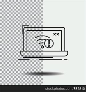 connection, error, internet, lost, internet Line Icon on Transparent Background. Black Icon Vector Illustration. Vector EPS10 Abstract Template background