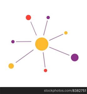 Connection in molecular physics semi flat color vector object. Atomic bonds. Full sized item on white. Chemical bonding. Simple cartoon style illustration for web graphic design and animation. Connection in molecular physics semi flat color vector object