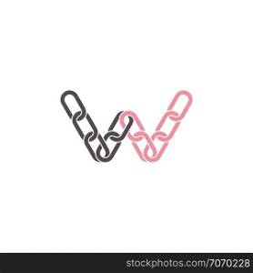 connection link letter w chain vector