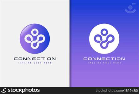 Connection Logo Design. Abstract People Inside The Circle. Usable For Business, Community, Tech, Sport, Industry, Services Company. Vector Logo Design Illustration. Graphic Design Element.