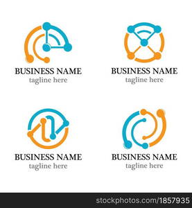 Connection logo template vector icon set design