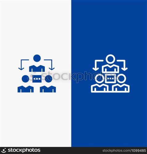 Connection, Meeting, Office, Communication Line and Glyph Solid icon Blue banner Line and Glyph Solid icon Blue banner