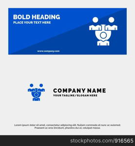 Connection, Meeting, Office, Communication SOlid Icon Website Banner and Business Logo Template