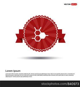 connection of cells molecule icon - Red Ribbon banner