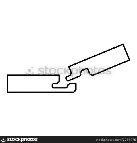 Connection of two boards in the groove Wood floor construction joint gap free profile view contour outline line icon black color vector illustration image thin flat style simple. Connection of two boards in the groove Wood floor construction joint gap free profile view contour outline line icon black color vector illustration image thin flat style