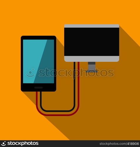 Connection phone icon. Flat illustration of connection phone vector icon for web. Connection phone icon, flat style