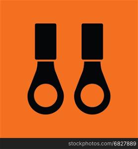 Connection terminal ring icon. Orange background with black. Vector illustration.