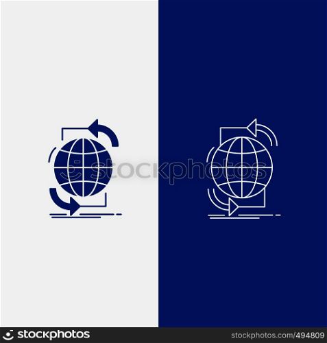Connectivity, global, internet, network, web Line and Glyph web Button in Blue color Vertical Banner for UI and UX, website or mobile application. Vector EPS10 Abstract Template background
