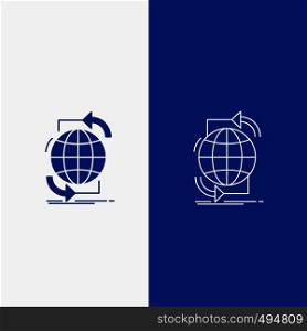 Connectivity, global, internet, network, web Line and Glyph web Button in Blue color Vertical Banner for UI and UX, website or mobile application. Vector EPS10 Abstract Template background