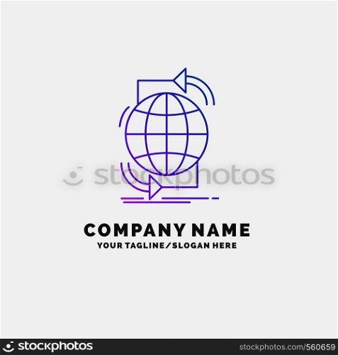Connectivity, global, internet, network, web Purple Business Logo Template. Place for Tagline. Vector EPS10 Abstract Template background