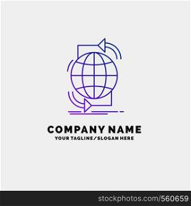 Connectivity, global, internet, network, web Purple Business Logo Template. Place for Tagline. Vector EPS10 Abstract Template background