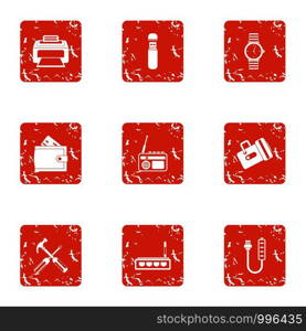 Connotation icons set. Grunge set of 9 connotation vector icons for web isolated on white background. Connotation icons set, grunge style