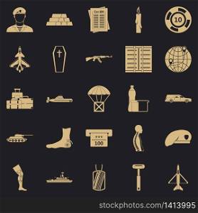 Consequence of war icons set. Simple set of 25 consequence of war vector icons for web for any design. Consequence of war icons set, simple style