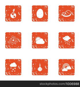 Conservation icons set. Grunge set of 9 conservation vector icons for web isolated on white background. Conservation icons set, grunge style