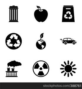 Conservation icons set. Simple illustration of 9 conservation vector icons for web. Conservation icons set, simple style