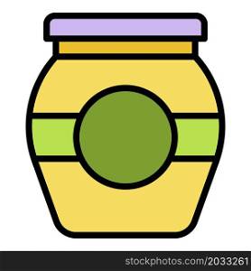 Conservation jam jar icon. Outline conservation jam jar vector icon color flat isolated. Conservation jam jar icon color outline vector