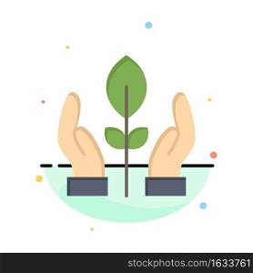 Conservation, Plant, Hand, Energy Abstract Flat Color Icon Template