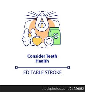 Consider teeth health concept icon. Take care of small mammal pet abstract idea thin line illustration. Rodent dental care. Isolated outline drawing. Editable stroke. Arial, Myriad Pro-Bold fonts used. Consider teeth health concept icon
