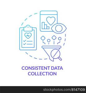Consistent data collection blue gradient concept icon. Prepare healthcare for future pandemics abstract idea thin line illustration. Remote testing. Isolated outline drawing. Myriad Pro-Bold font used. Consistent data collection blue gradient concept icon