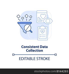 Consistent data collection light blue concept icon. Prepare healthcare for pandemics abstract idea thin line illustration. Isolated outline drawing. Editable stroke. Arial, Myriad Pro-Bold fonts used. Consistent data collection light blue concept icon