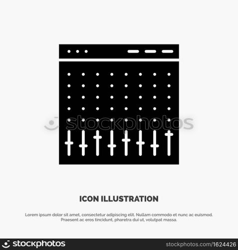 Console, Control, Controller, Hardware, Mixer solid Glyph Icon vector