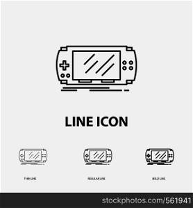 Console, device, game, gaming, psp Icon in Thin, Regular and Bold Line Style. Vector illustration. Vector EPS10 Abstract Template background