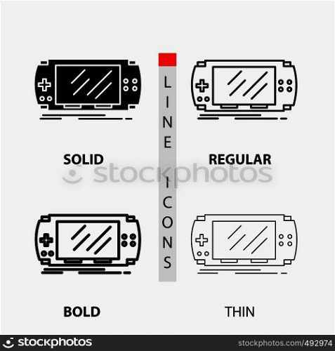 Console, device, game, gaming, psp Icon in Thin, Regular, Bold Line and Glyph Style. Vector illustration. Vector EPS10 Abstract Template background
