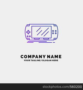 Console, device, game, gaming, psp Purple Business Logo Template. Place for Tagline. Vector EPS10 Abstract Template background