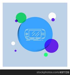 Console, device, game, gaming, psp White Line Icon colorful Circle Background. Vector EPS10 Abstract Template background