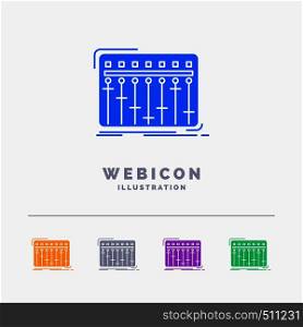 Console, dj, mixer, music, studio 5 Color Glyph Web Icon Template isolated on white. Vector illustration. Vector EPS10 Abstract Template background