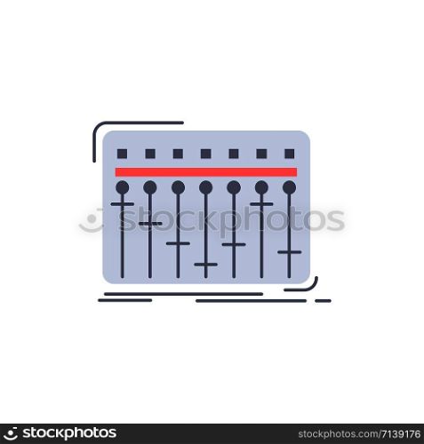Console, dj, mixer, music, studio Flat Color Icon Vector