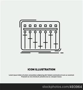 Console, dj, mixer, music, studio Icon. Line vector gray symbol for UI and UX, website or mobile application. Vector EPS10 Abstract Template background