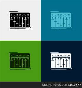 Console, dj, mixer, music, studio Icon Over Various Background. glyph style design, designed for web and app. Eps 10 vector illustration. Vector EPS10 Abstract Template background