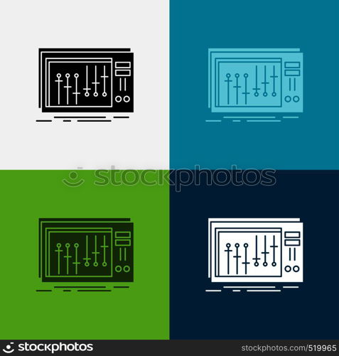 Console, dj, mixer, music, studio Icon Over Various Background. glyph style design, designed for web and app. Eps 10 vector illustration. Vector EPS10 Abstract Template background