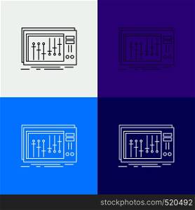 Console, dj, mixer, music, studio Icon Over Various Background. Line style design, designed for web and app. Eps 10 vector illustration. Vector EPS10 Abstract Template background