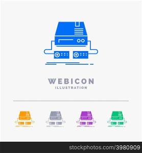 Console, game, gaming, pad, drive 5 Color Glyph Web Icon Template isolated on white. Vector illustration